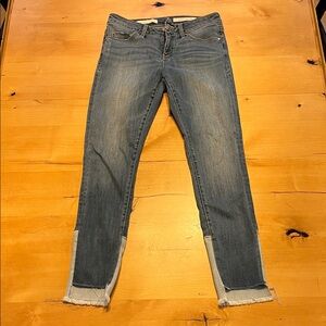 Pilcro and the Letterpress Distressed Blue Cropped Jeans